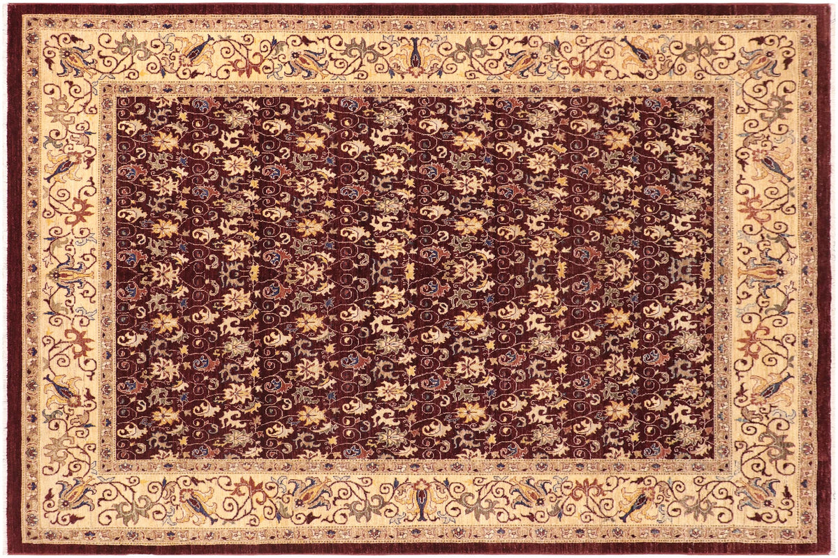 handmade Transitional Kafkaz Red Beige Hand Knotted RECTANGLE 100% WOOL area rug 8' x 10'