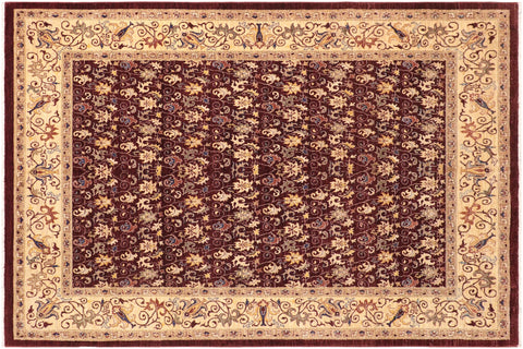 handmade Transitional Kafkaz Red Beige Hand Knotted RECTANGLE 100% WOOL area rug 8' x 10'