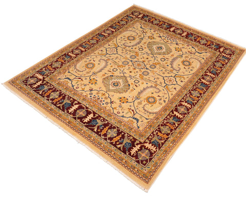 handmade Traditional Kafkaz Gold Red Hand Knotted RECTANGLE 100% WOOL area rug 8' x 10'