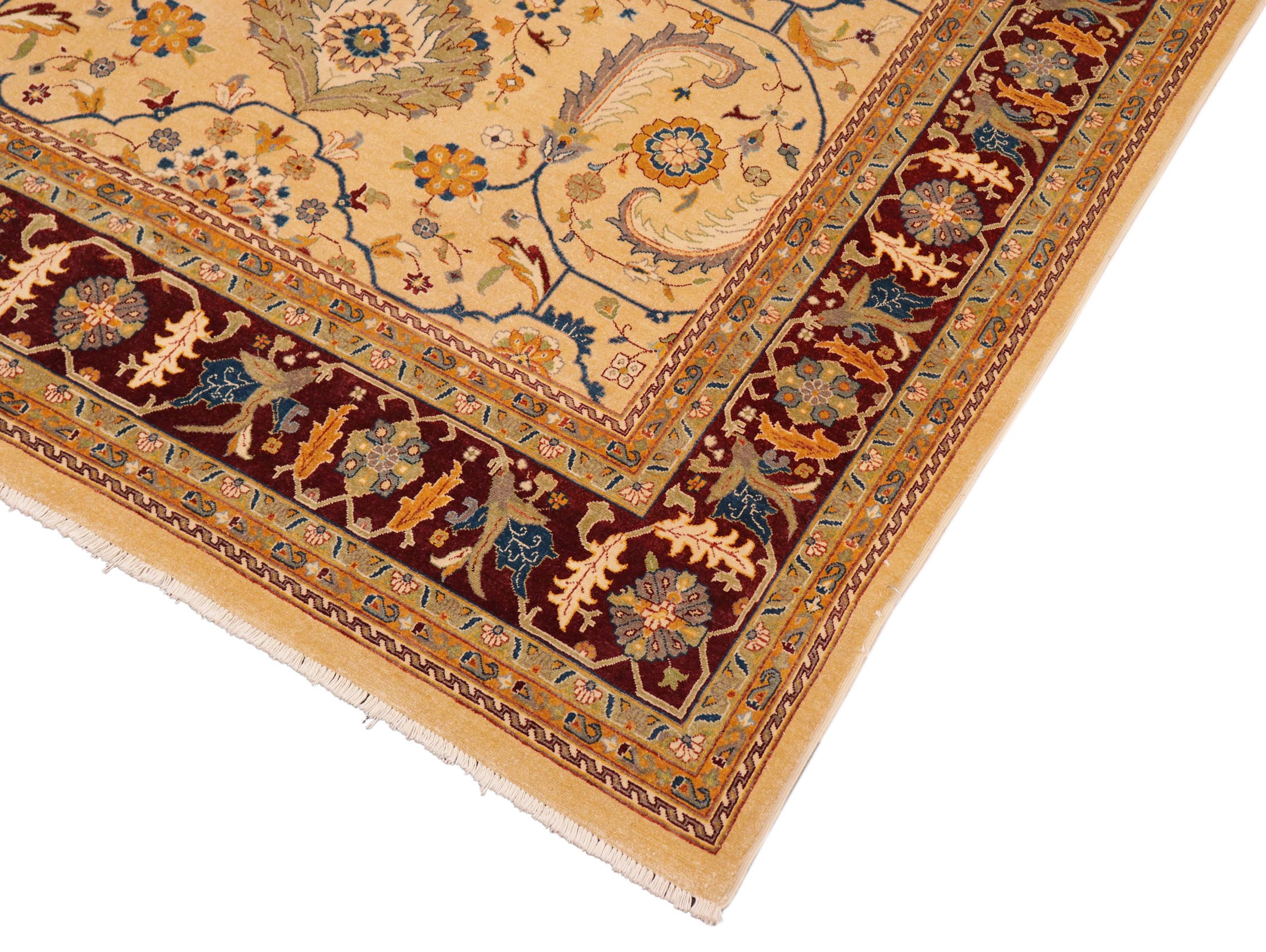 handmade Traditional Kafkaz Gold Red Hand Knotted RECTANGLE 100% WOOL area rug 8' x 10'