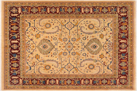 handmade Traditional Kafkaz Gold Red Hand Knotted RECTANGLE 100% WOOL area rug 8' x 10'