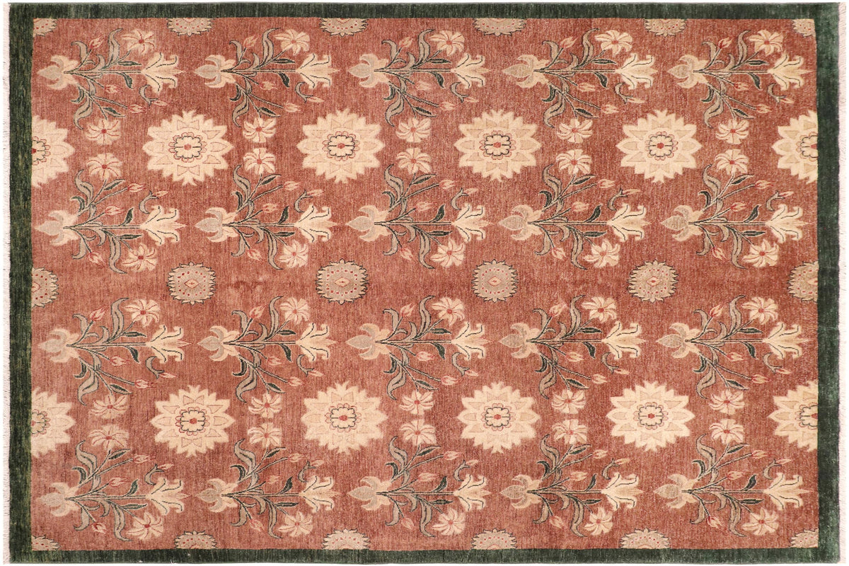 handmade Modern Kafkaz Brown Green Hand Knotted RECTANGLE 100% WOOL area rug 8' x 9'