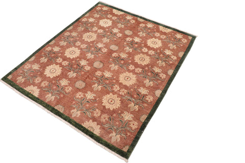 handmade Modern Kafkaz Brown Green Hand Knotted RECTANGLE 100% WOOL area rug 8' x 9'