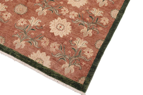 handmade Modern Kafkaz Brown Green Hand Knotted RECTANGLE 100% WOOL area rug 8' x 9'