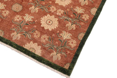 handmade Transitional Kafkaz Brown Green Hand Knotted RECTANGLE 100% WOOL area rug 8X9