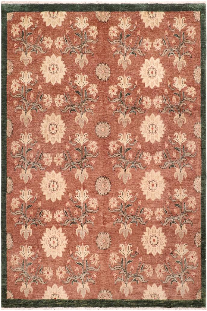 handmade Transitional Kafkaz Brown Green Hand Knotted RECTANGLE 100% WOOL area rug 8X9