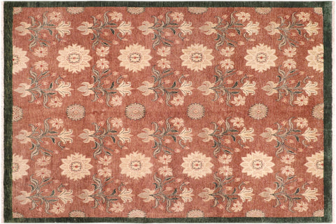 handmade Modern Kafkaz Brown Green Hand Knotted RECTANGLE 100% WOOL area rug 8' x 9'