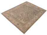 handmade Traditional Ziegler Gray Tan Hand Knotted RECTANGLE 100% WOOL area rug 7x9