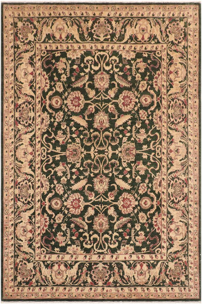 handmade Traditional Kafkaz Green Beige Hand Knotted RECTANGLE 100% WOOL area rug 8X10