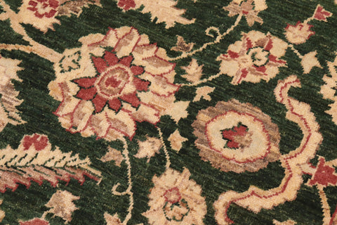 handmade Traditional Kafkaz Green Beige Hand Knotted RECTANGLE 100% WOOL area rug 8x10