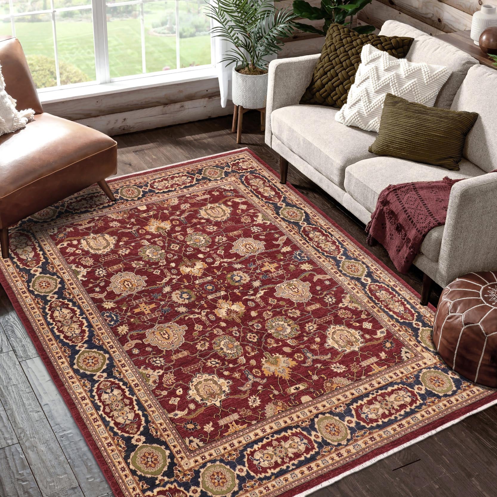 handmade Traditional Kafkaz Red Blue Hand Knotted RECTANGLE 100% WOOL area rug 8x10