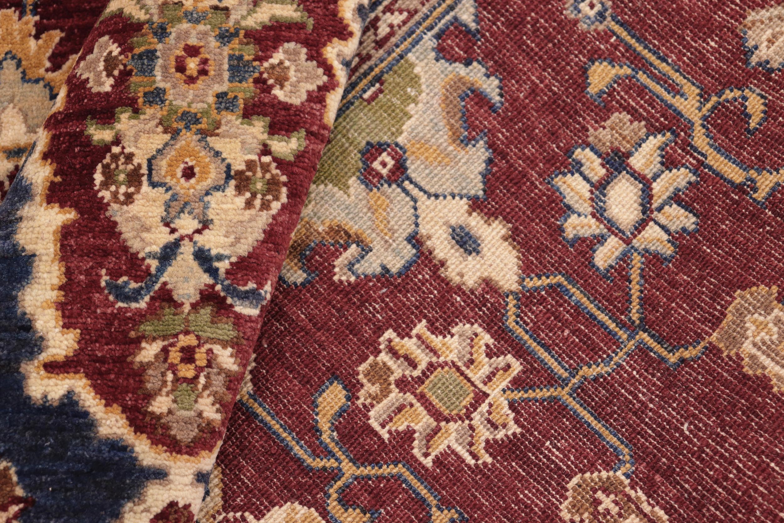 handmade Traditional Kafkaz Red Blue Hand Knotted RECTANGLE 100% WOOL area rug 8x10