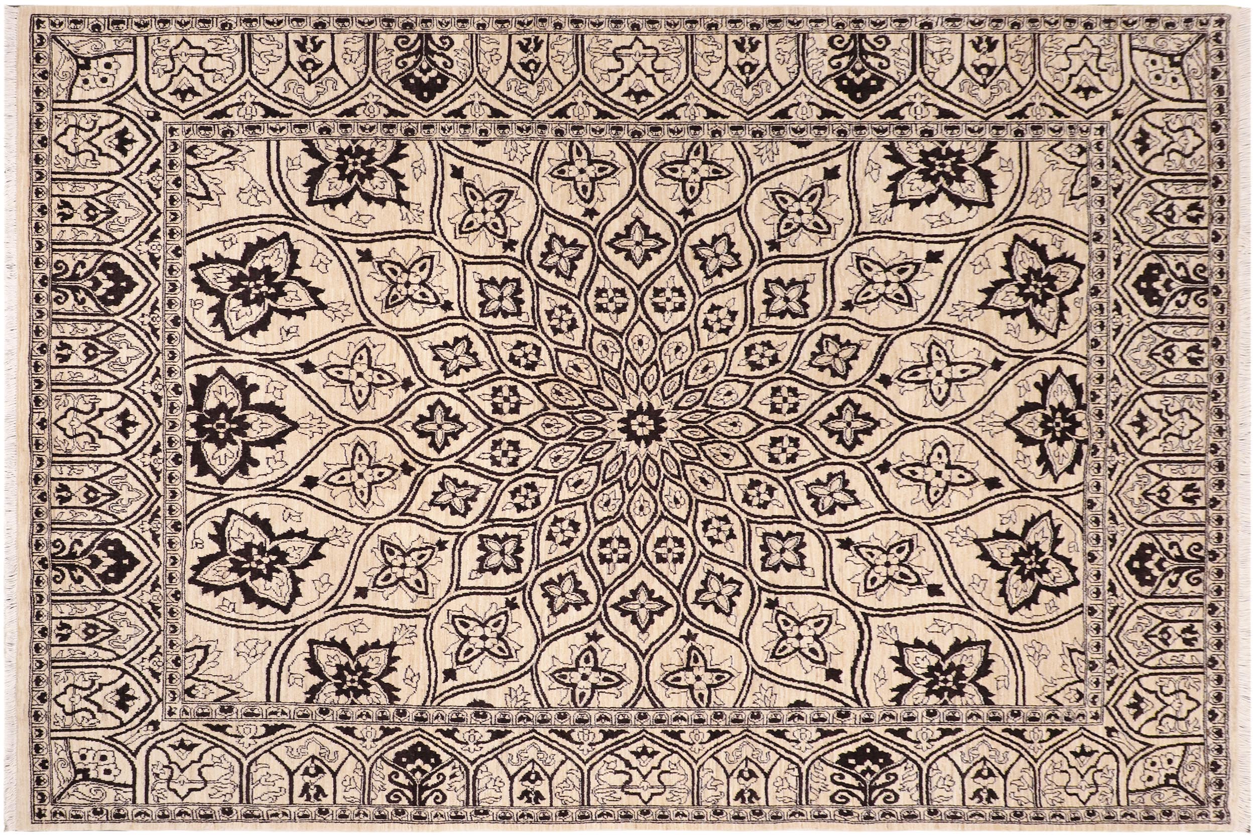 handmade Traditional Kafkaz Ivory Beige Hand Knotted RECTANGLE 100% WOOL area rug 8' x 10'