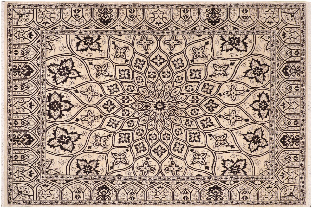 handmade Traditional Kafkaz Ivory Beige Hand Knotted RECTANGLE 100% WOOL area rug 8' x 10'
