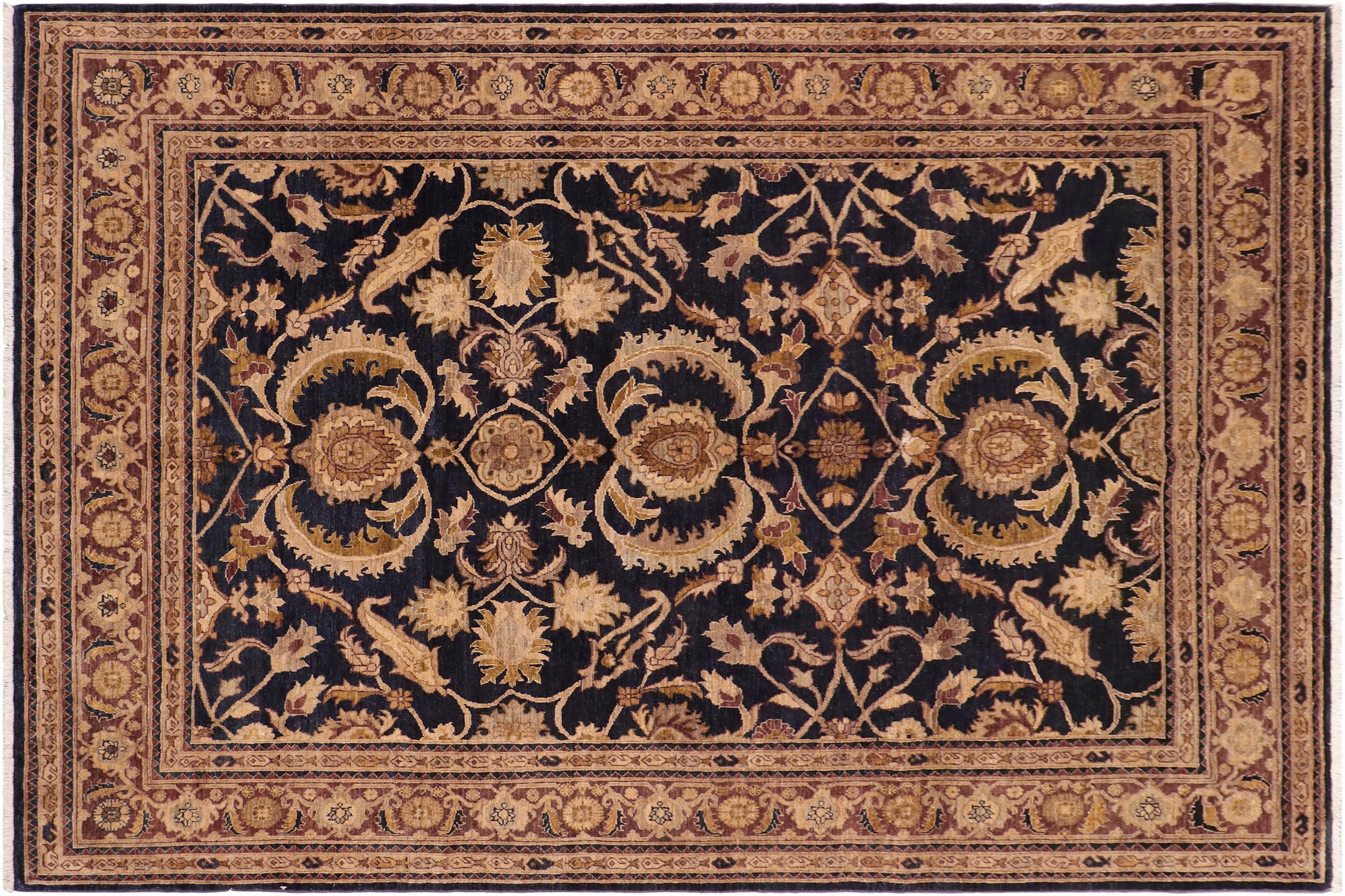 handmade Traditional Kafkaz Blue Brown Hand Knotted RECTANGLE 100% WOOL area rug 8x10