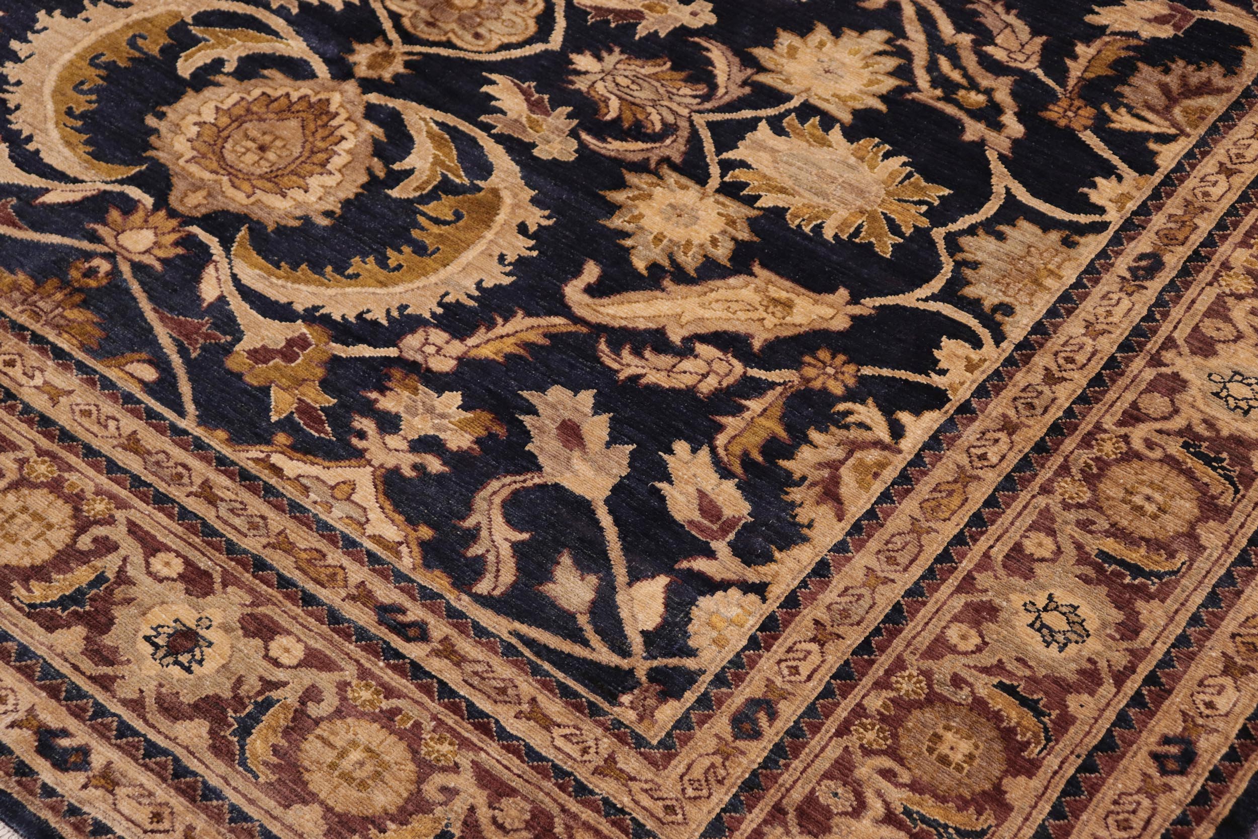 handmade Traditional Kafkaz Blue Brown Hand Knotted RECTANGLE 100% WOOL area rug 8x10