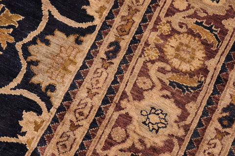 handmade Traditional Kafkaz Blue Brown Hand Knotted RECTANGLE 100% WOOL area rug 8x10