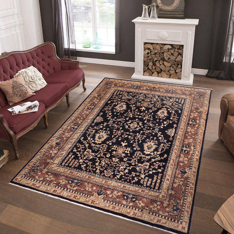 handmade Traditional Kafkaz Blue Brown Hand Knotted RECTANGLE 100% WOOL area rug 8x10