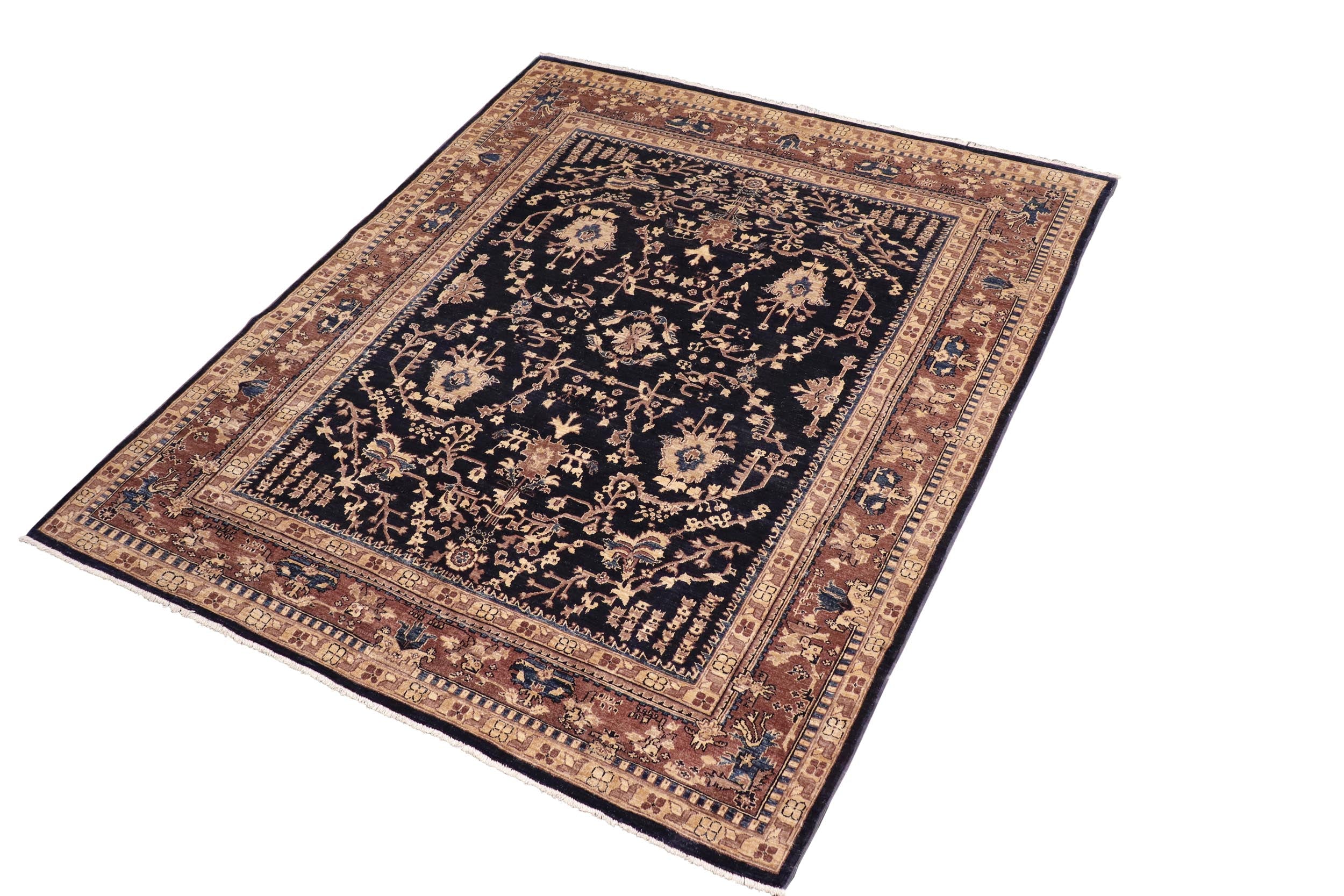 handmade Traditional Kafkaz Blue Brown Hand Knotted RECTANGLE 100% WOOL area rug 8x10