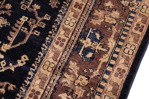 handmade Traditional Kafkaz Blue Brown Hand Knotted RECTANGLE 100% WOOL area rug 8x10