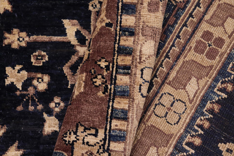 handmade Traditional Kafkaz Blue Brown Hand Knotted RECTANGLE 100% WOOL area rug 8x10