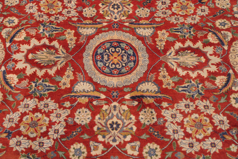 handmade Transitional Agra Tabriz Red Blue Hand Knotted RECTANGLE 100% WOOL area rug 9x12