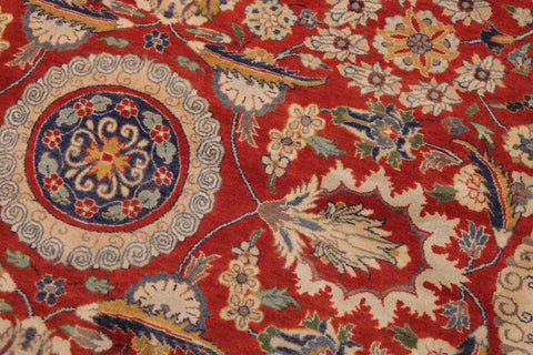 handmade Transitional Agra Tabriz Red Blue Hand Knotted RECTANGLE 100% WOOL area rug 9x12