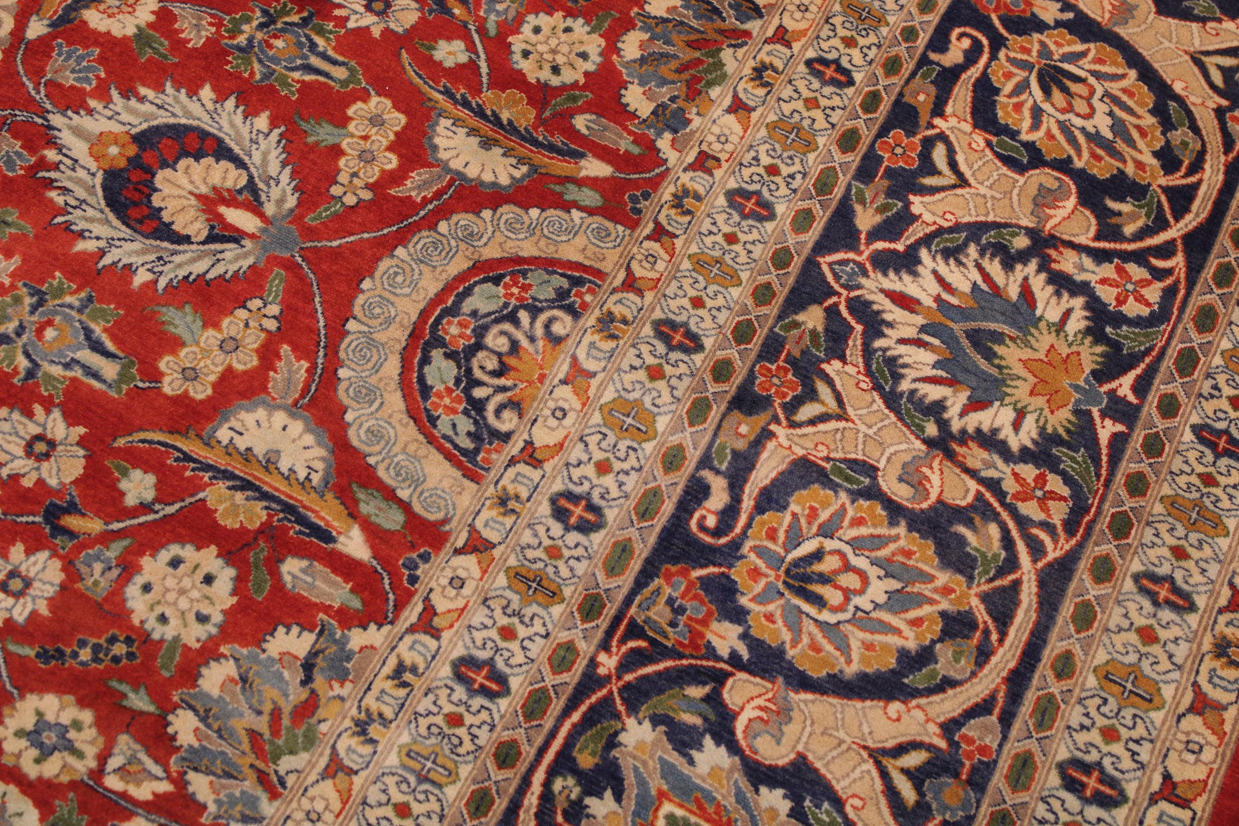 handmade Transitional Agra Tabriz Red Blue  RECTANGLE 100% WOOL area rug 9x12