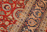 Antique Agra Tabriz Bettye Red/Blue Wool Rug - 9'2'' x 12'3''