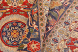 Antique Agra Tabriz Bettye Red/Blue Wool Rug - 9'2'' x 12'3''