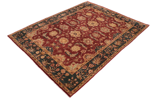 handmade Transitional Kafkaz Wine Red Green Hand Knotted RECTANGLE 100% WOOL area rug 9' x 12'