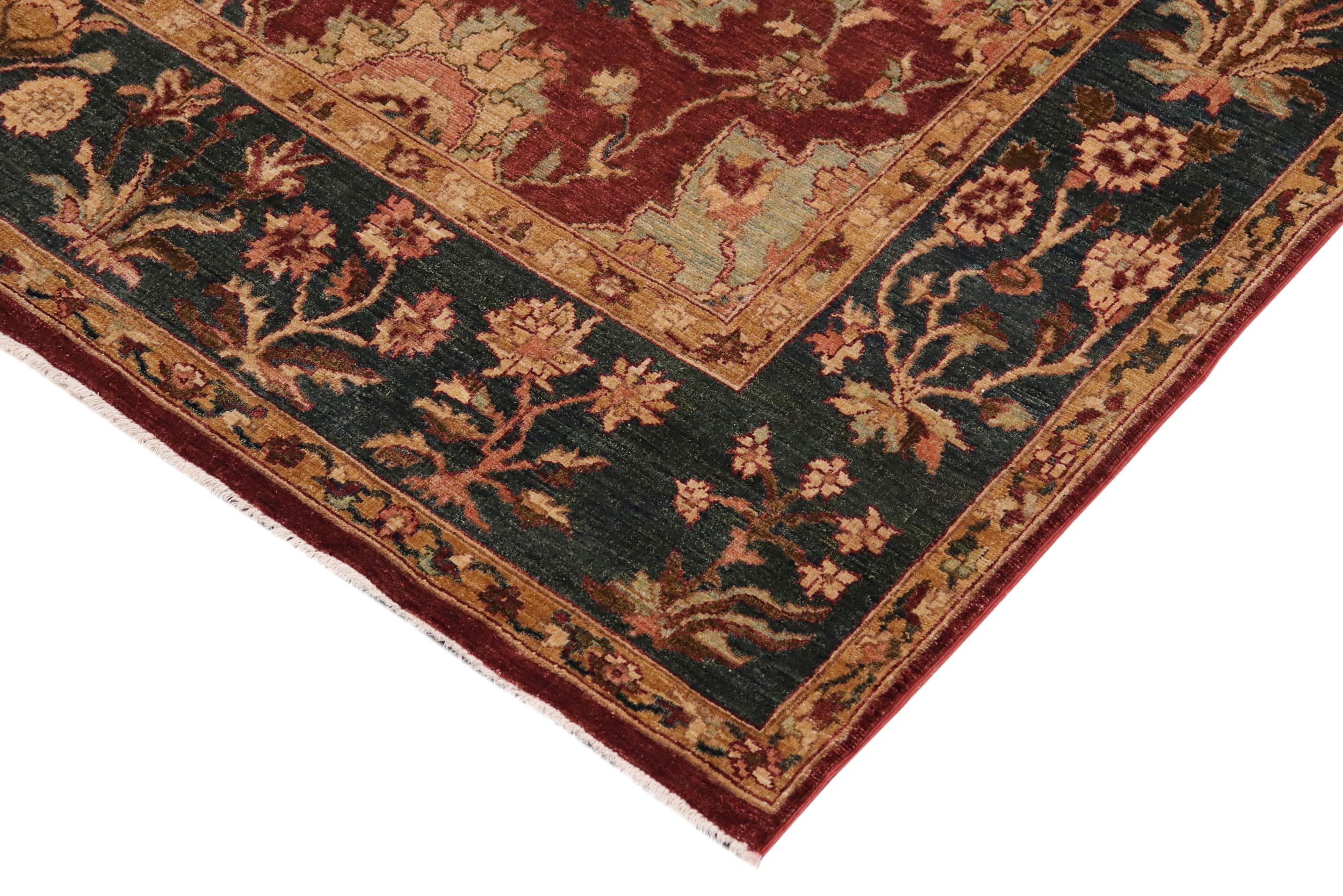 handmade Transitional Kafkaz Wine Red Green Hand Knotted RECTANGLE 100% WOOL area rug 9' x 12'