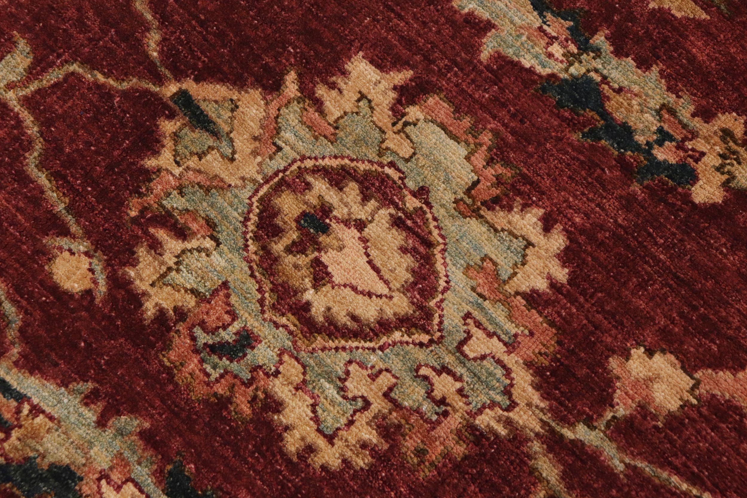 handmade Transitional Kafkaz Wine Red Green Hand Knotted RECTANGLE 100% WOOL area rug 9' x 12'