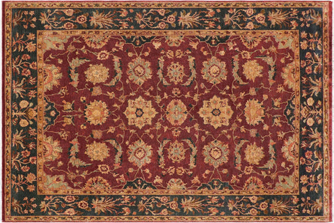 handmade Transitional Kafkaz Wine Red Green Hand Knotted RECTANGLE 100% WOOL area rug 9' x 12'
