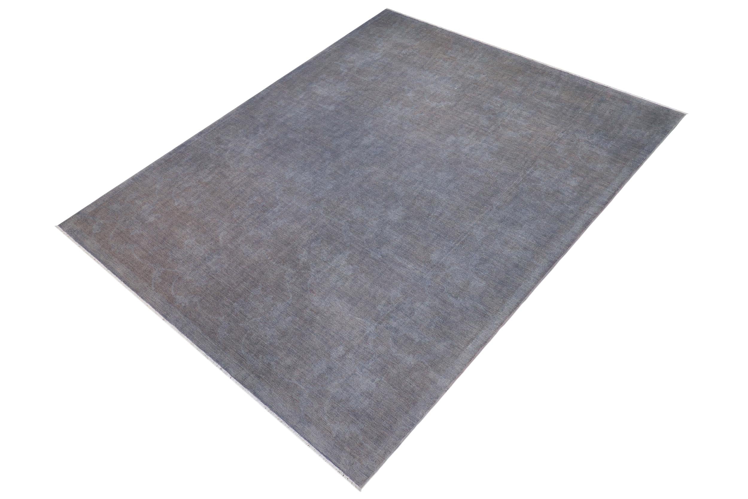 handmade Over Dyed Over Dyed Grayish Blu Gray Hand Knotted RECTANGLE 100% WOOL area rug 9' x 12'