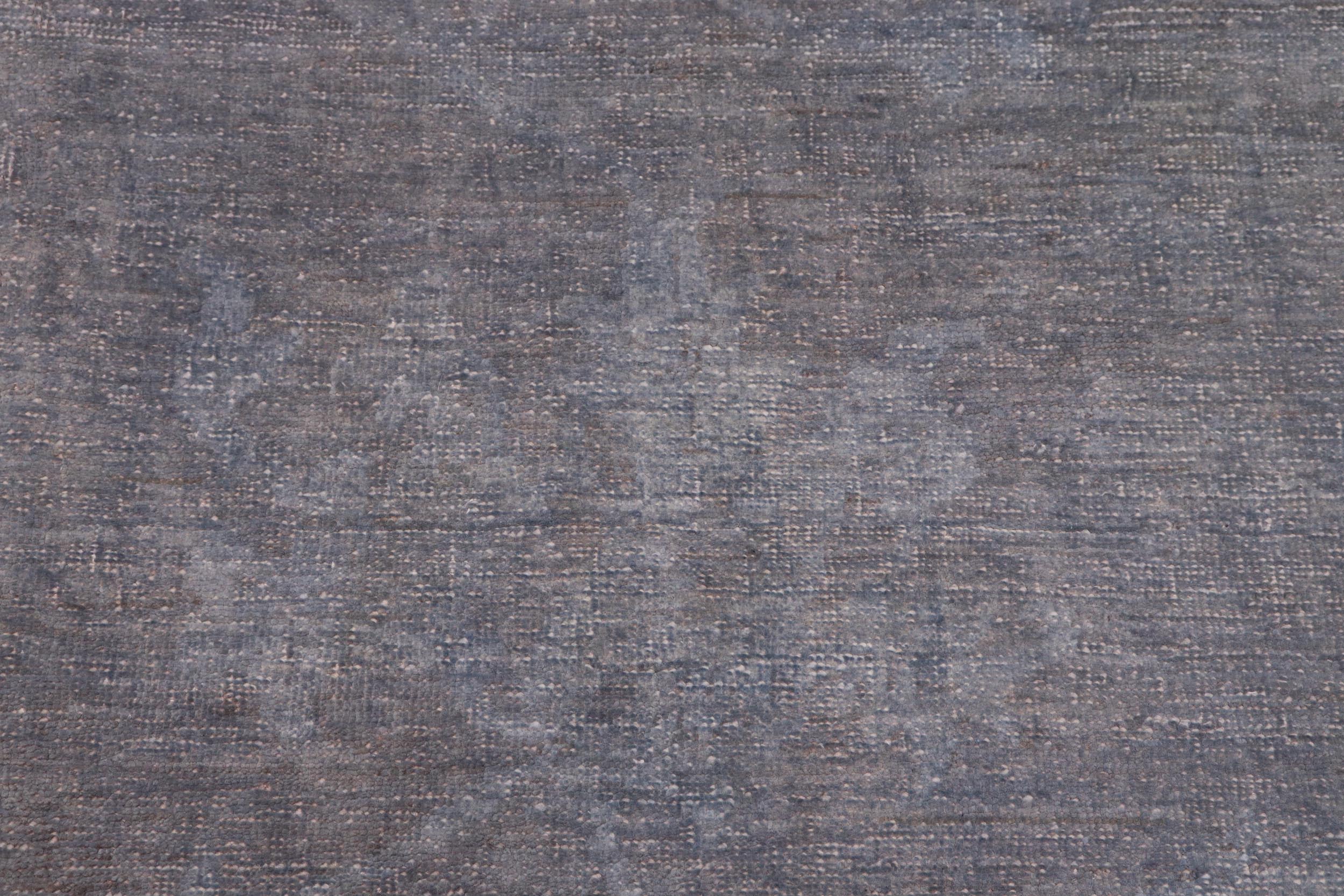 handmade Over Dyed Over Dyed Grayish Blu Gray Hand Knotted RECTANGLE 100% WOOL area rug 9' x 12'