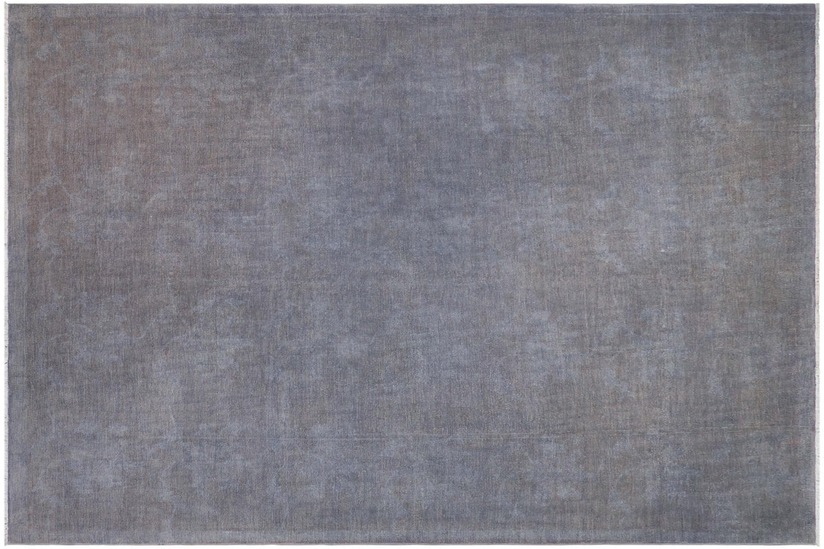 handmade Over Dyed Over Dyed Grayish Blu Gray Hand Knotted RECTANGLE 100% WOOL area rug 9' x 12'