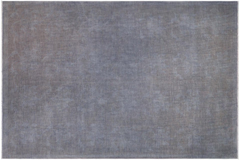 handmade Over Dyed Over Dyed Grayish Blu Gray Hand Knotted RECTANGLE 100% WOOL area rug 9' x 12'