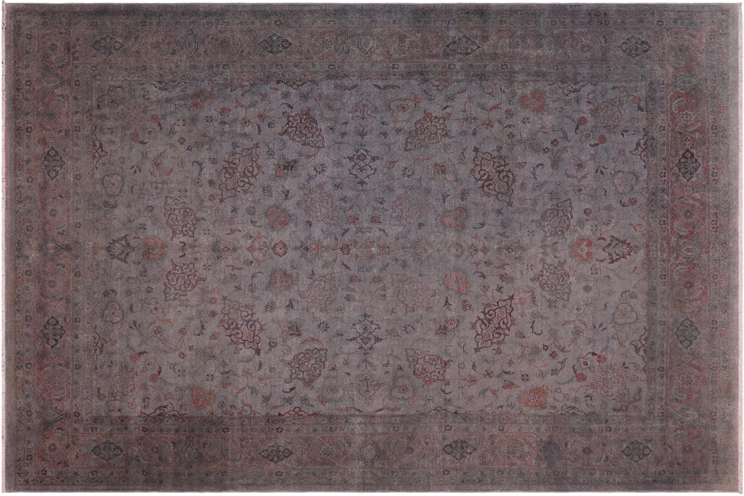 handmade Over Dyed Over Dyed Gray Peach Hand Knotted RECTANGLE 100% WOOL area rug 9' x 12'