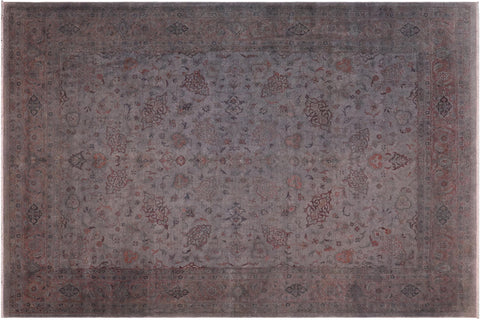 handmade Over Dyed Over Dyed Gray Peach Hand Knotted RECTANGLE 100% WOOL area rug 9' x 12'