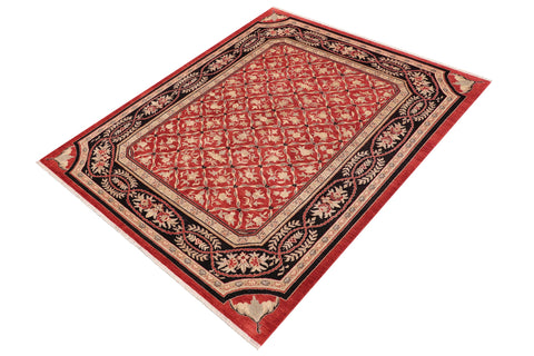 handmade Transitional Kafkaz Red Black Hand Knotted RECTANGLE 100% WOOL area rug 9' x 12'
