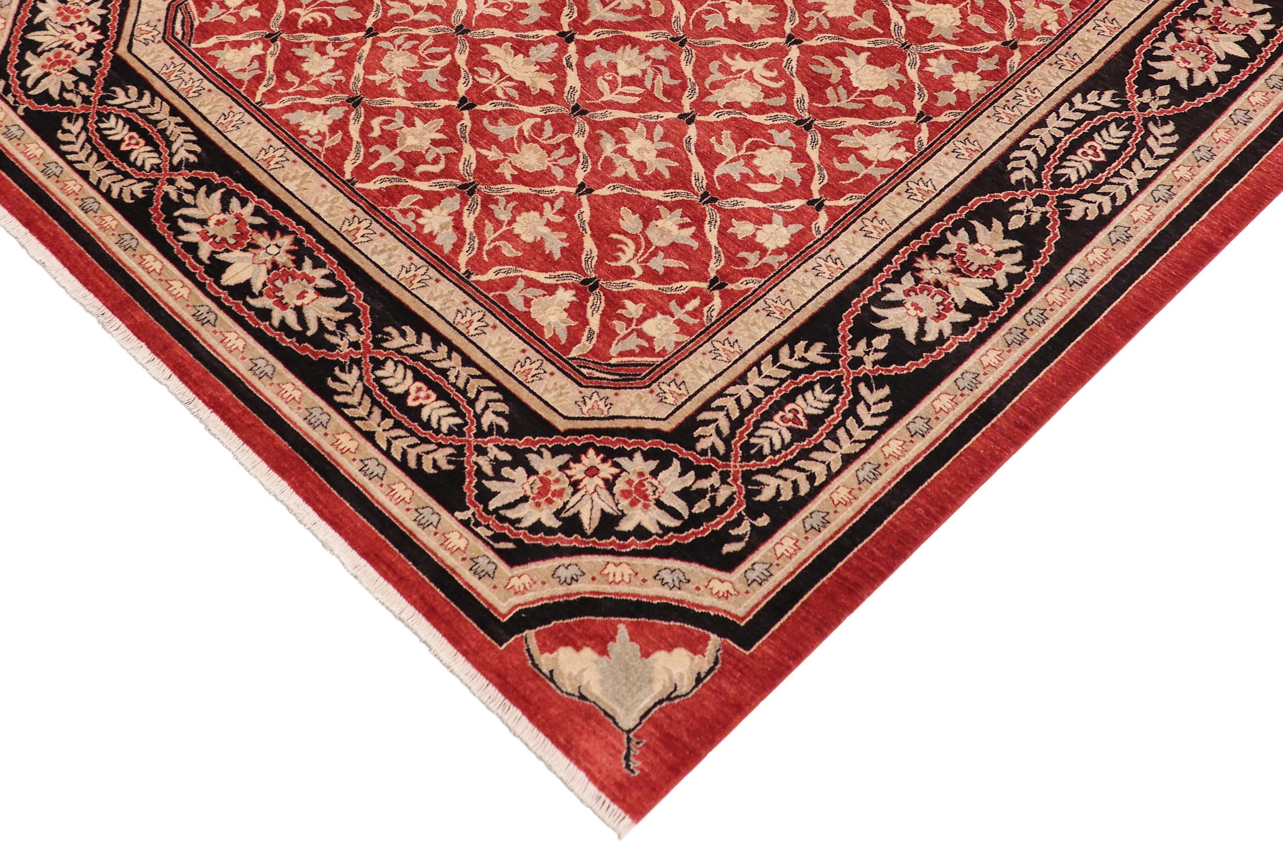 handmade Transitional Kafkaz Red Black Hand Knotted RECTANGLE 100% WOOL area rug 9' x 12'