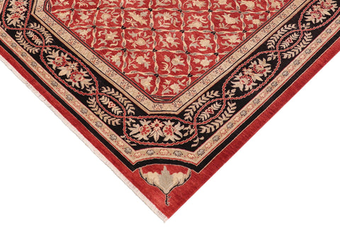 handmade Transitional Kafkaz Red Black Hand Knotted RECTANGLE 100% WOOL area rug 9' x 12'