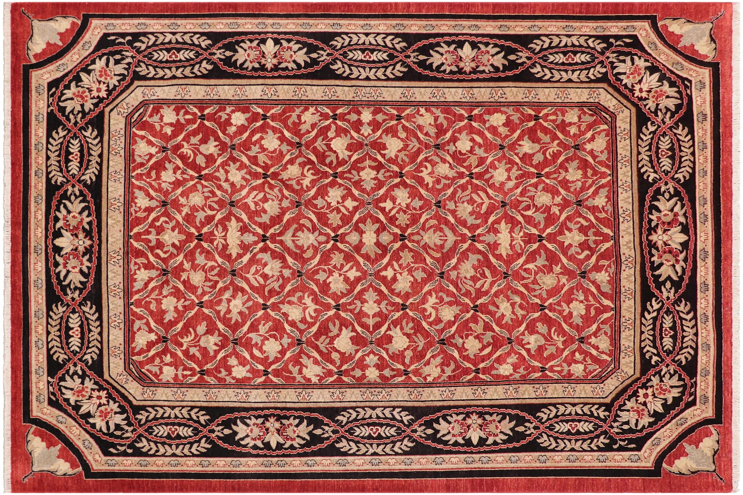 handmade Transitional Kafkaz Red Black Hand Knotted RECTANGLE 100% WOOL area rug 9' x 12'
