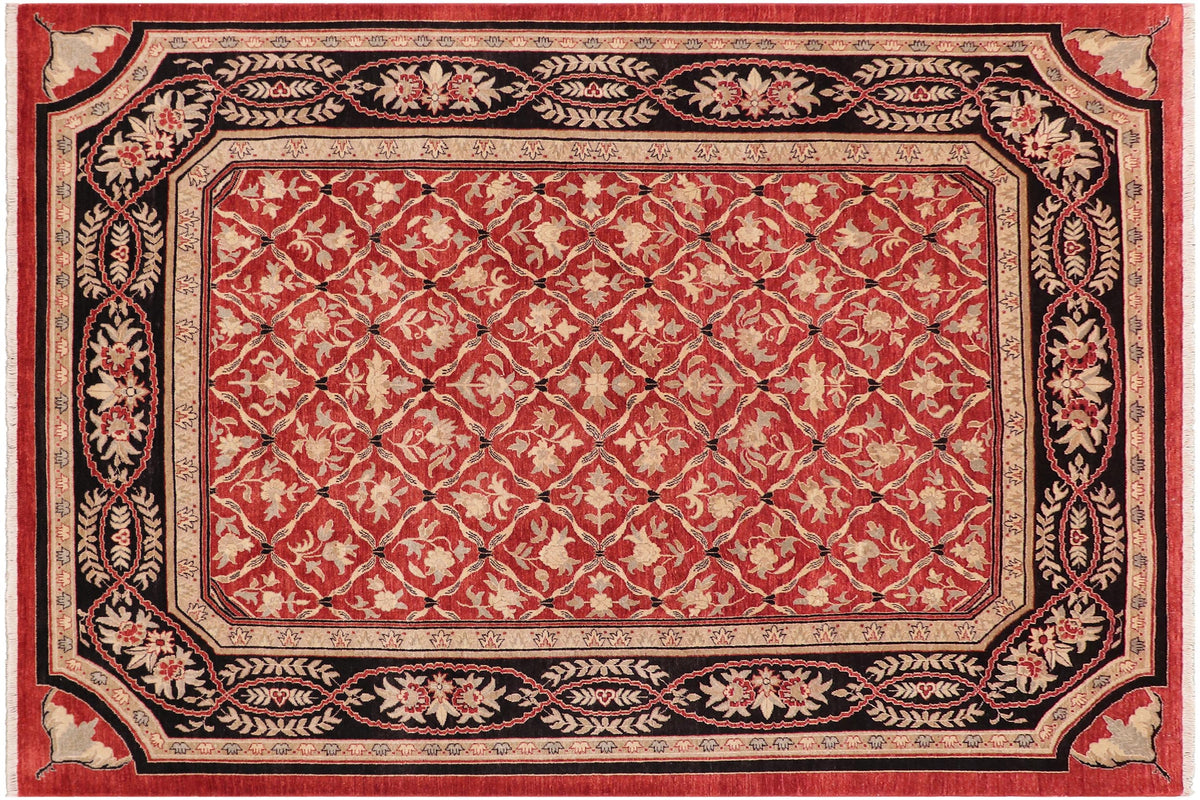 handmade Transitional Kafkaz Red Black Hand Knotted RECTANGLE 100% WOOL area rug 9' x 12'