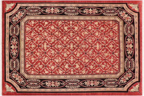 handmade Transitional Kafkaz Red Black Hand Knotted RECTANGLE 100% WOOL area rug 9' x 12'