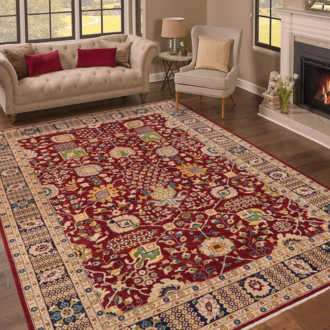 handmade Traditional Kafkaz Red Blue Hand Knotted RECTANGLE 100% WOOL area rug 9x13