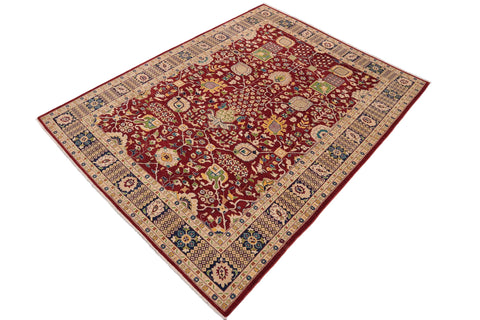 handmade Traditional Kafkaz Red Blue Hand Knotted RECTANGLE 100% WOOL area rug 9x13