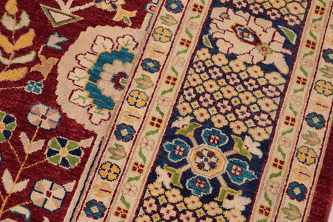 handmade Traditional Kafkaz Red Blue Hand Knotted RECTANGLE 100% WOOL area rug 9x13