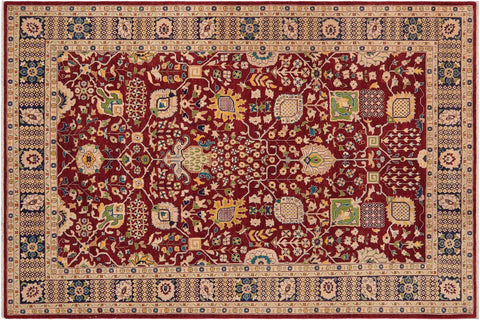 handmade Traditional Kafkaz Red Blue Hand Knotted RECTANGLE 100% WOOL area rug 9x13